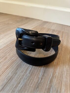 Brighton Black Leather Belt Coated Metal Buckle Size Small USA Vintage Funky